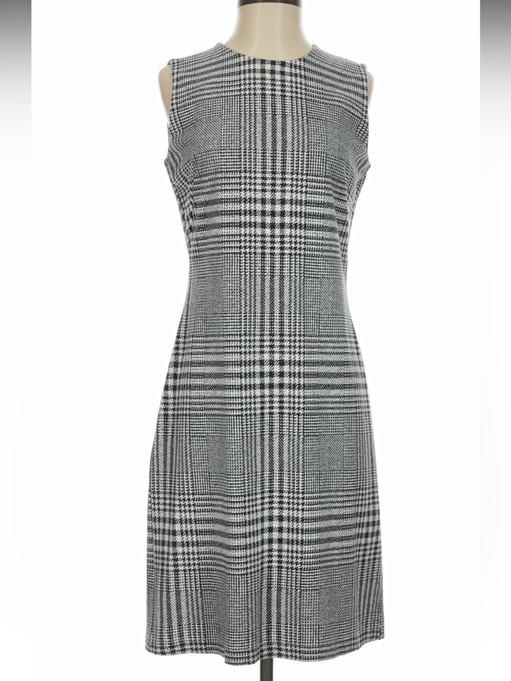 J. McLaughlin Elegant Black and White Plaid Midi Dress